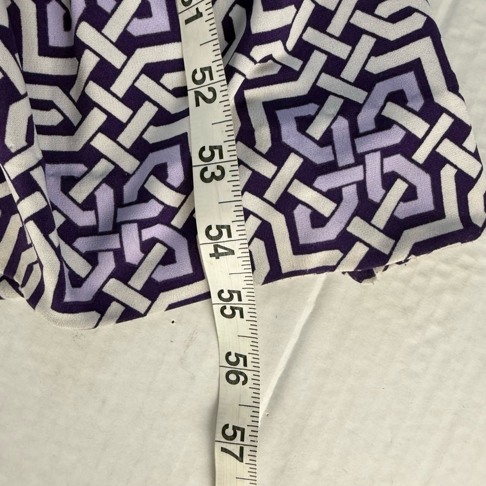 New York & Company Purple Greek Key Geometric Smocked Maxi Dress V Neck Medium - Picture 10 of 10